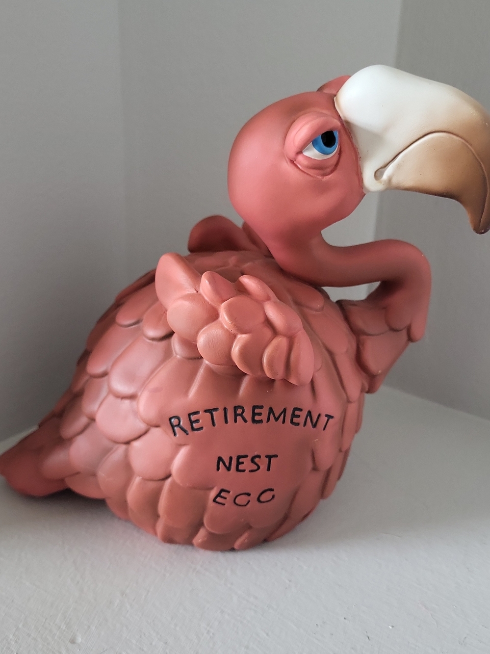Russ Berrie Retirement Nest Egg Flamingo Coin Bank 21693 Pink Retirement Gift